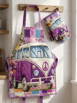 imgi_1_5ff281f8bac9035808fe732419337199_1080x Hippie Van Quilted Apron Set (2-Piece) – Padded Apron + Heat-Resistant Oven Mitts