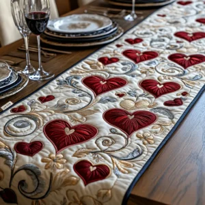 Hearts Quilted Table Runner