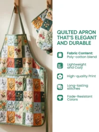 Hippie Van Quilted Apron Set (2-Piece) – Padded Apron + Heat-Resistant Oven Mitts